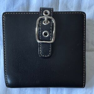 Coach Black Leather Wallet with Silver Buckle